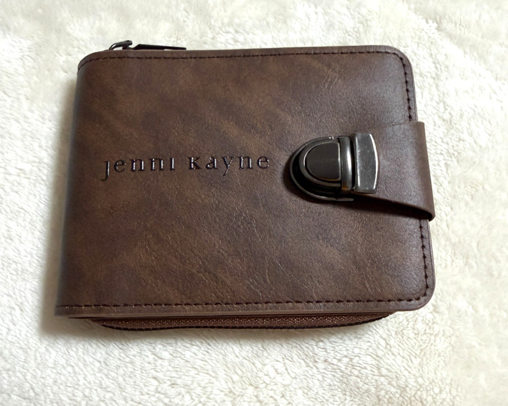 Jenni Kayne Unisex  Dark Brown Zip Around Bifold Wallet ID Window Men/Women